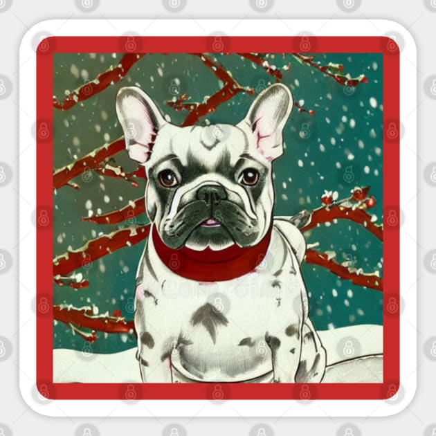 Cutest Merle French Bulldog Christmas Puppy Mom Dad Happiness Sticker by Mochabonk